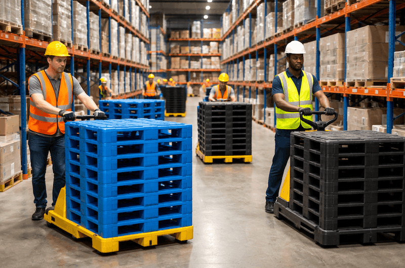 Plastic Rackable Pallets from Greystone Pallets made with recycled plastic
